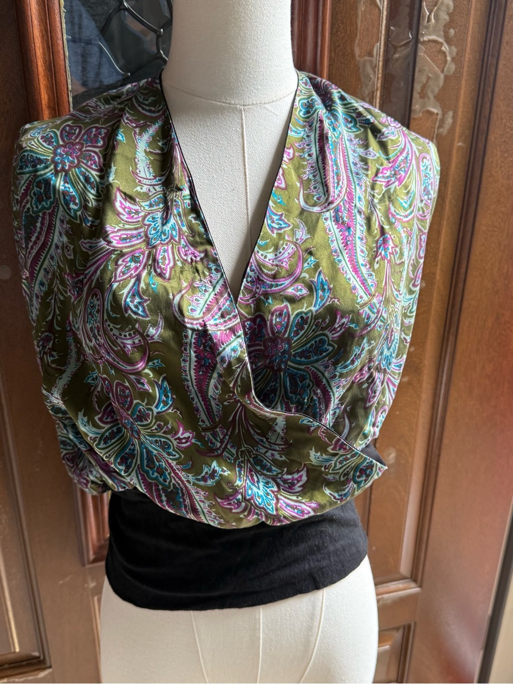 Green Paisley Silk Top